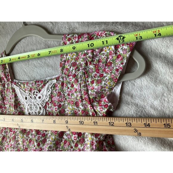 Laura Ashley Girl 6X Ditsy Floral Dress Embroidered Lace Butterfly Tulle Hem Lin - Picture 8 of 15